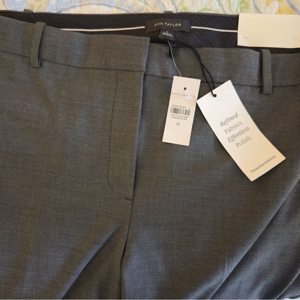 NWT Ann Taylor Women's‎ Pants Trousers Slim Ankle Mid Rise Dark Grey Size 16 - Picture 7 of 10